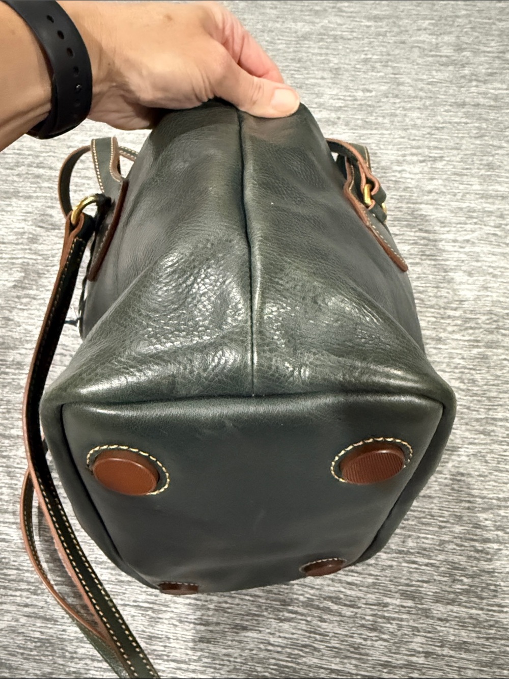 Dooney & Bourke NWT Teal Florentine Leather Leighton Tote - Picture 9 of 11